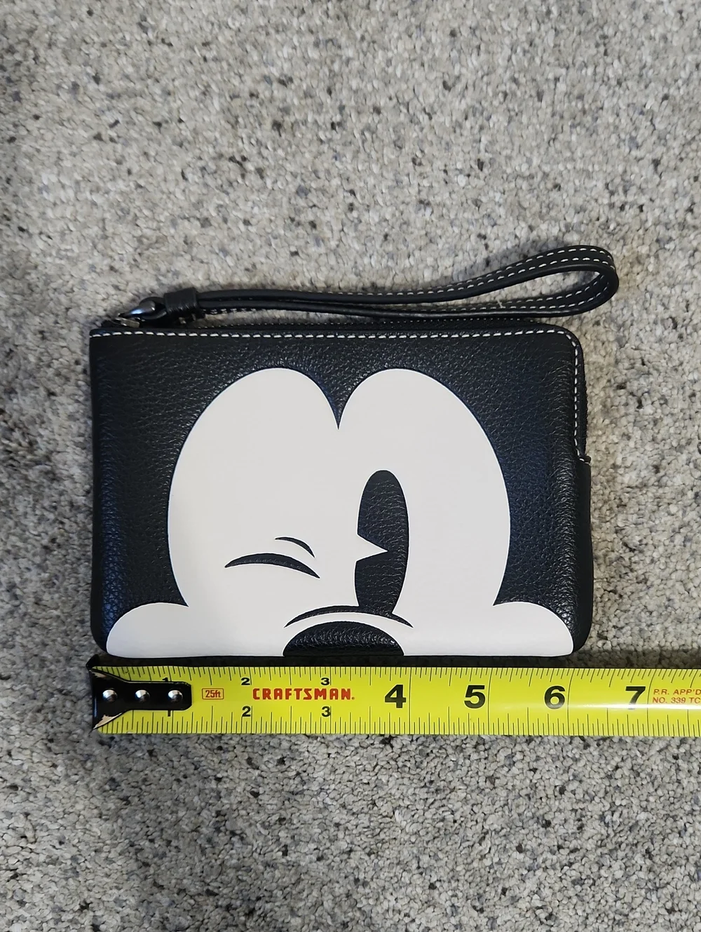 Disney x coach corner zip wristlet with wink Mickey Mouse wallet black/white